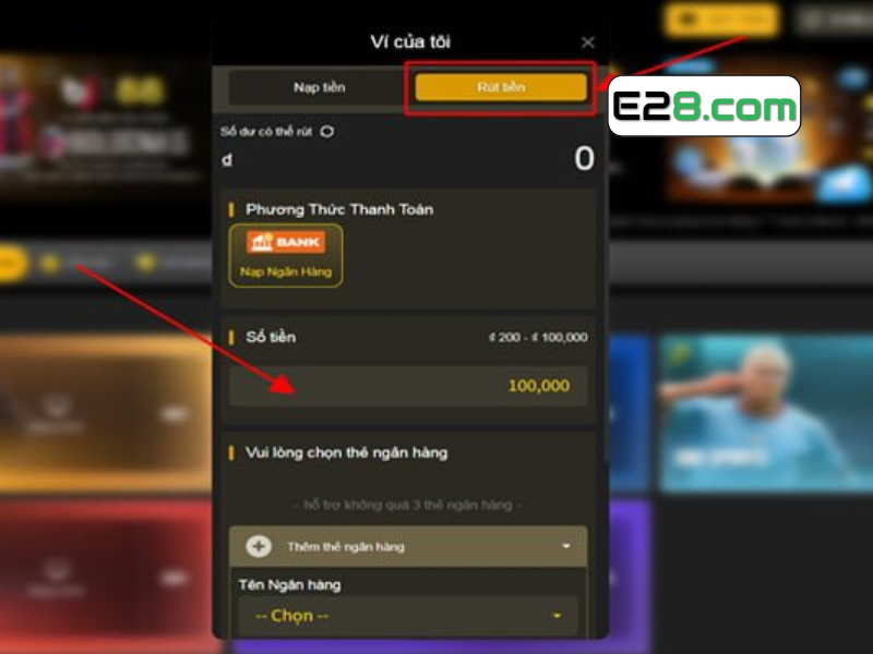 Rút tiền nhà cái E28 chỉ 3 bước đơn giản